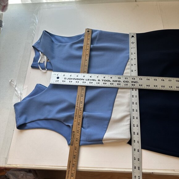 Enfocus Studio Colorblock Dress Sleeveless 12 Blue White Womens Career Sheath - Picture 4 of 8